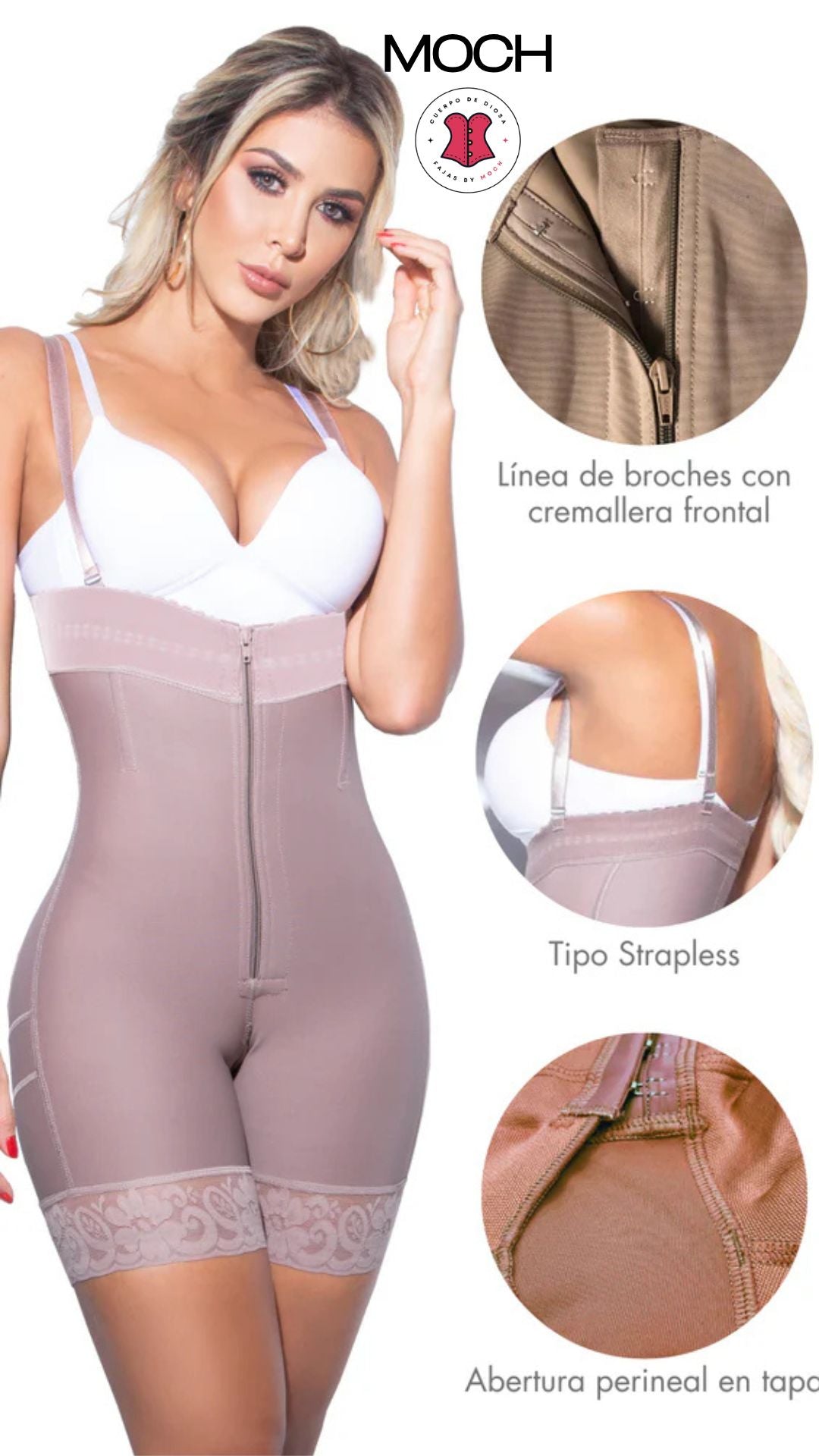 Body Rossana – Faja Moldeadora Strapless con Cremallera